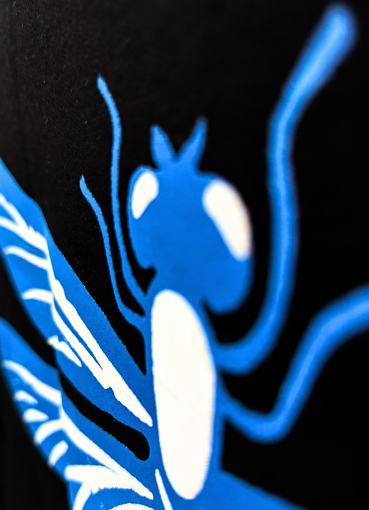 Ashflare Blue Dragonfly T-Shirt by Thryve – Minimalist Black Tee with Bold Back Print