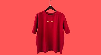 Poppy Red Unisex Oversized T-Shirt – Bold Spiral Print | ₹549 (₹100 Off)