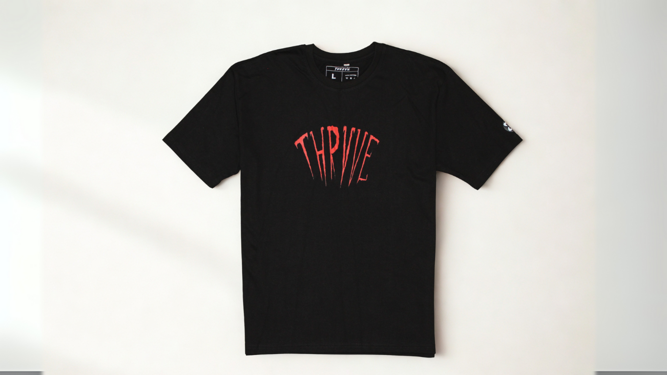 Thryve Fearless Black Oversized T-Shirt – Unisex Streetwear Graphic Tee