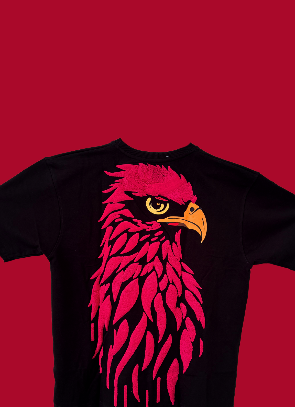Blazewing Oversized T-Shirt – Fierce Red Hawk Graphic on Black Tee for Bold Streetwear