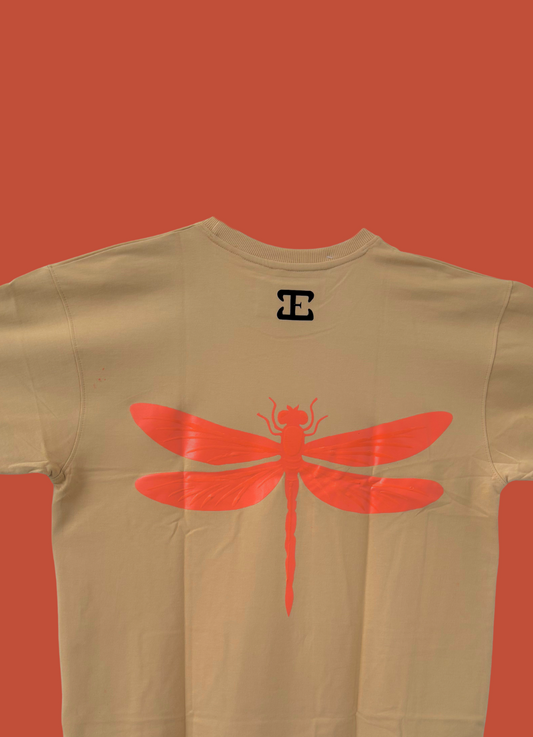 Ashflare Oversized T-Shirt with Red Dragonfly Print – Minimalist Streetwear for Men & Women
