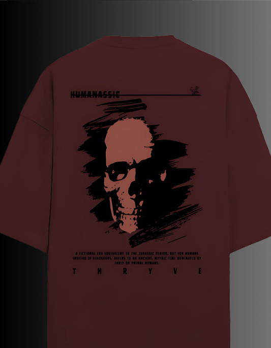Edgy Oversized Skull Graphic T-Shirt – THRYVE Humanassic Edition | 40% Off