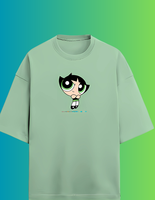 Buy Buttercup Powerpuff Girls Oversized T-Shirt – Trendy Mint Green Tee for Women